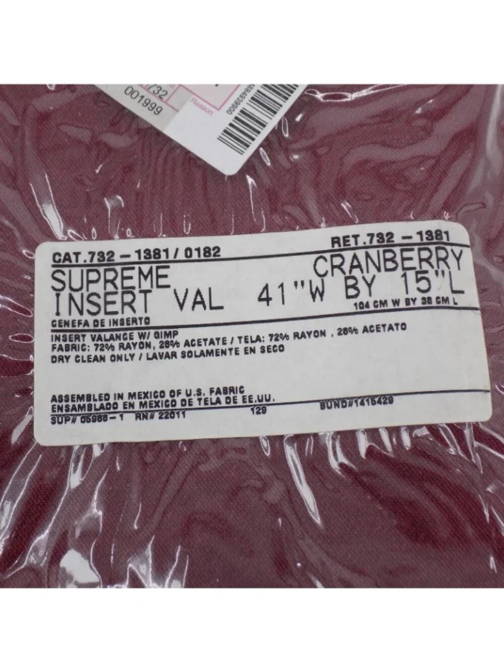 JCPenney Home Collection One Tailored Valance Cranberry 41W x 15L New in Package